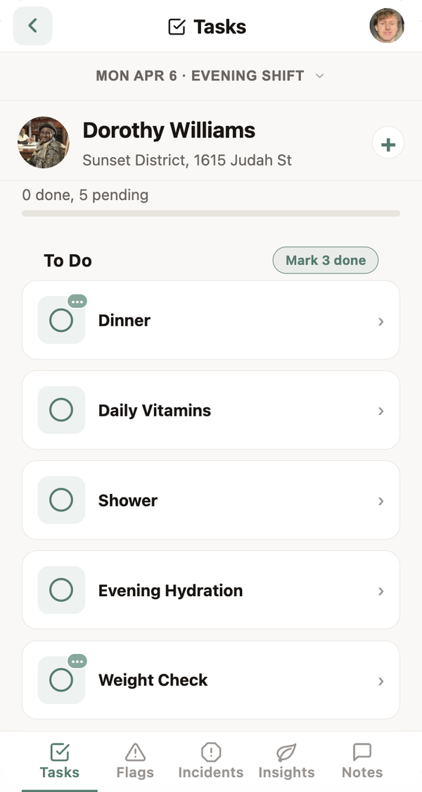 Kulea Go! task list on a phone