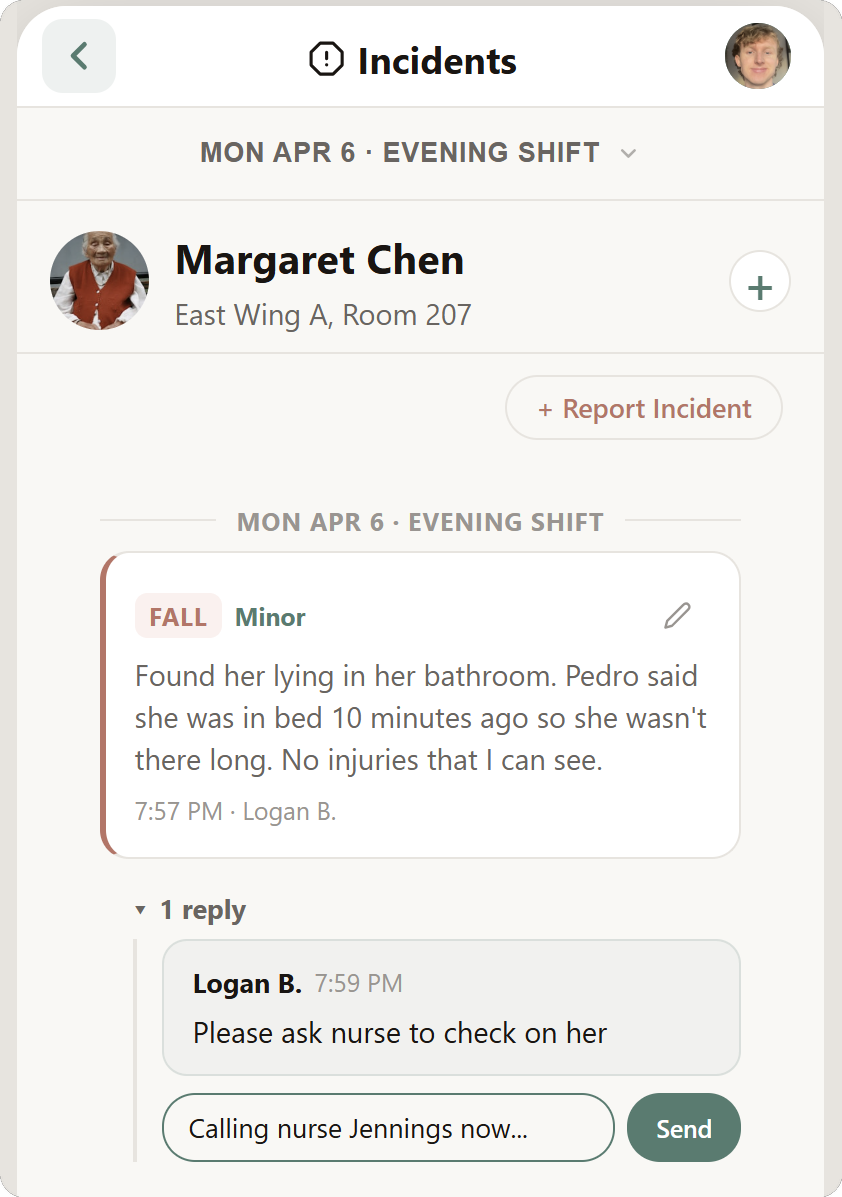 Kulea Go showing an incident report with its follow-up conversation attached