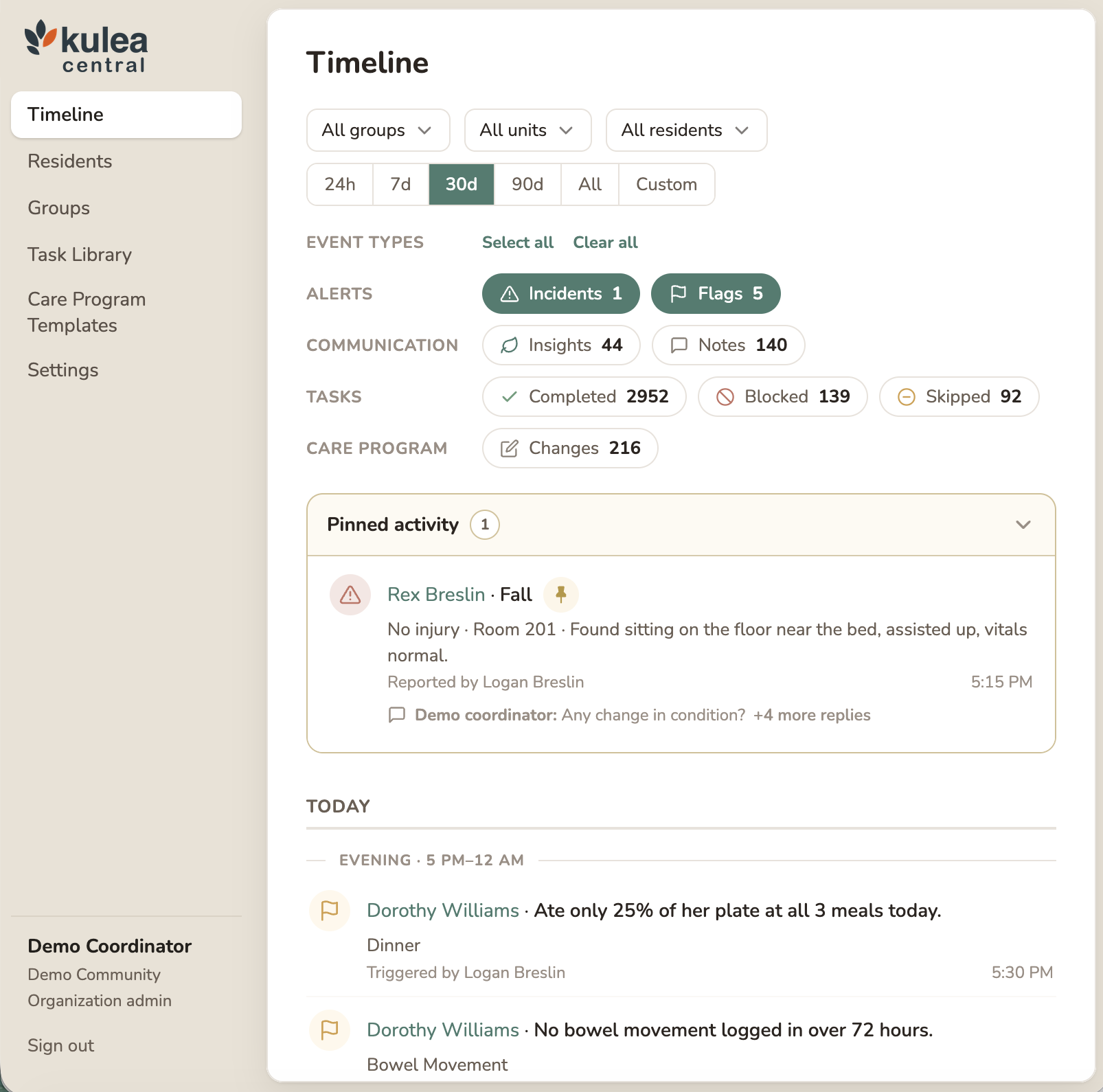 Kulea Central timeline on the web